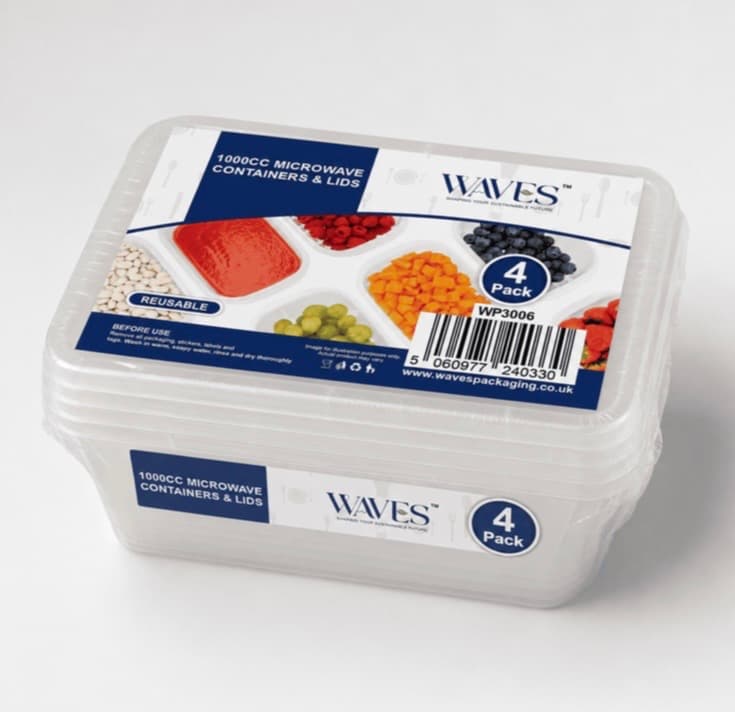 1000cc Microwave Containers and Lids 4 Pack WP3006
