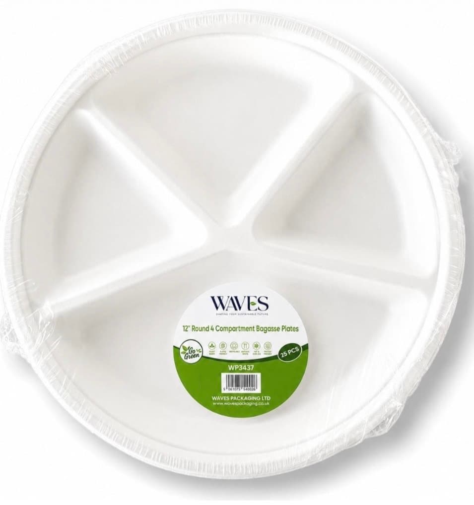 12 Inch 4CP Round Plate 25 Pack WP3437