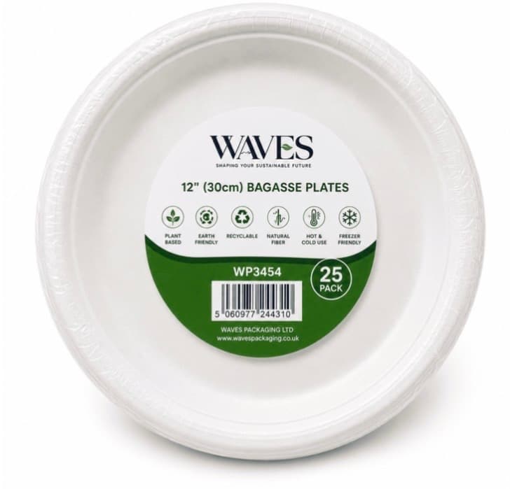 12 Inch Bagasse Plates 25 Pack WP3454