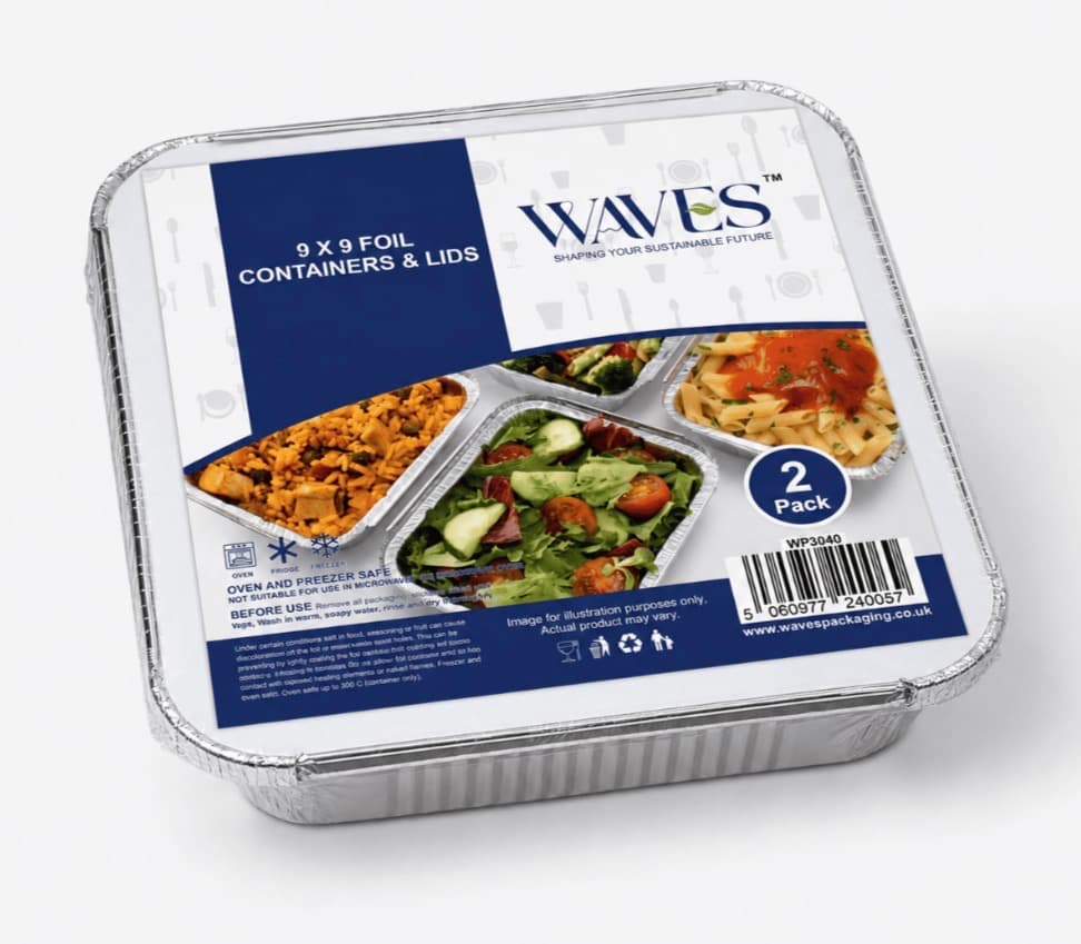 9x9 Foil Containers and Lids 2 Pack WP3040
