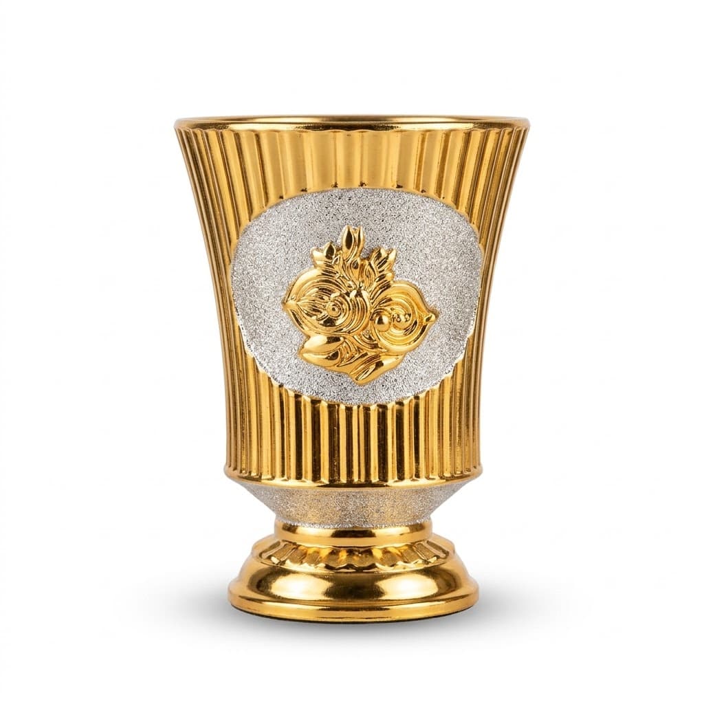 Gold Ribbed Bakhoor Burner BT293
