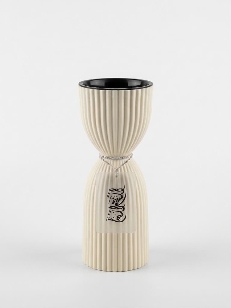 White Ribbed Bakhoor Burner BT471