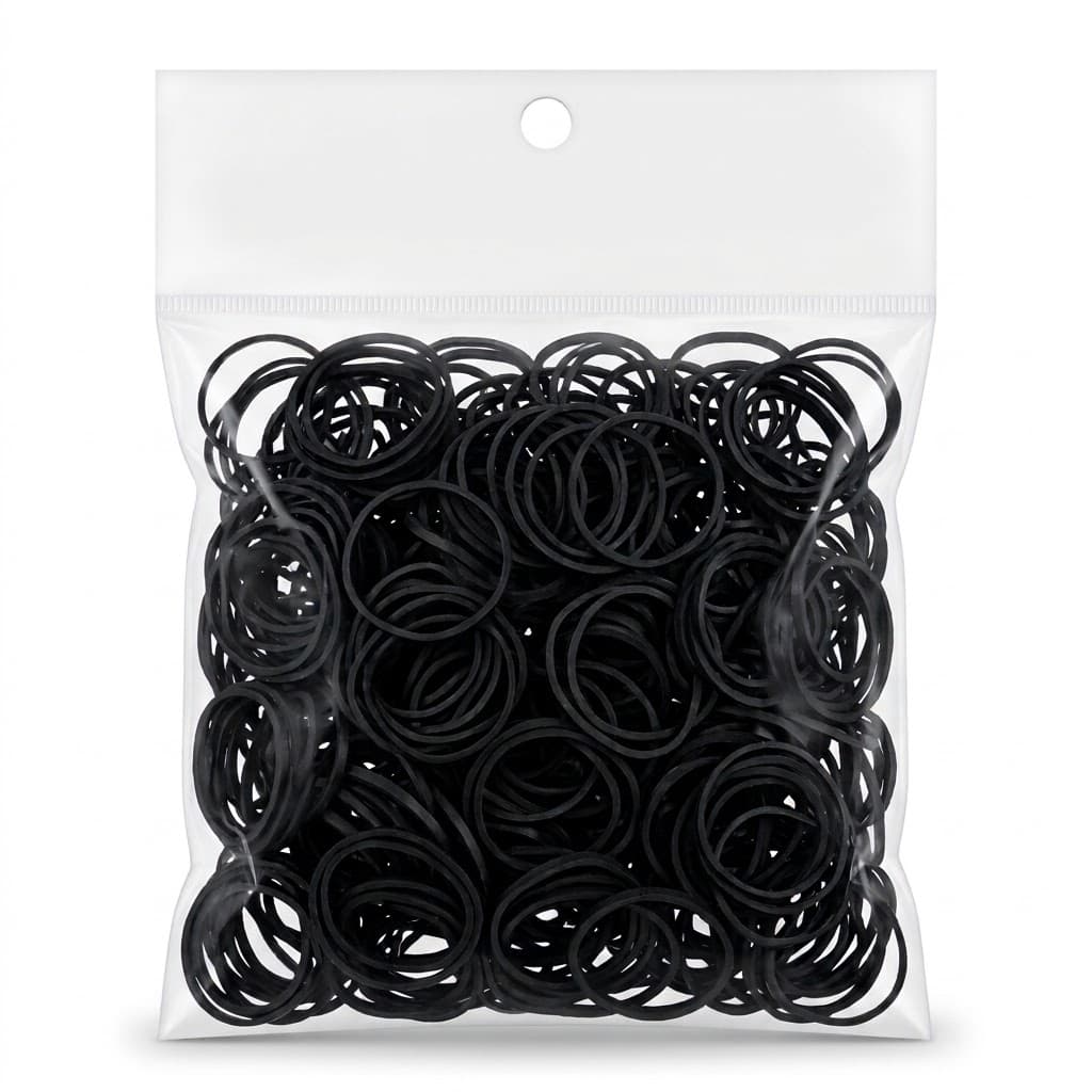 Black Rubber Bands 50g - Small Elastic Hair Bands/Multipurpose Bands for Hair, Office, Craft Use