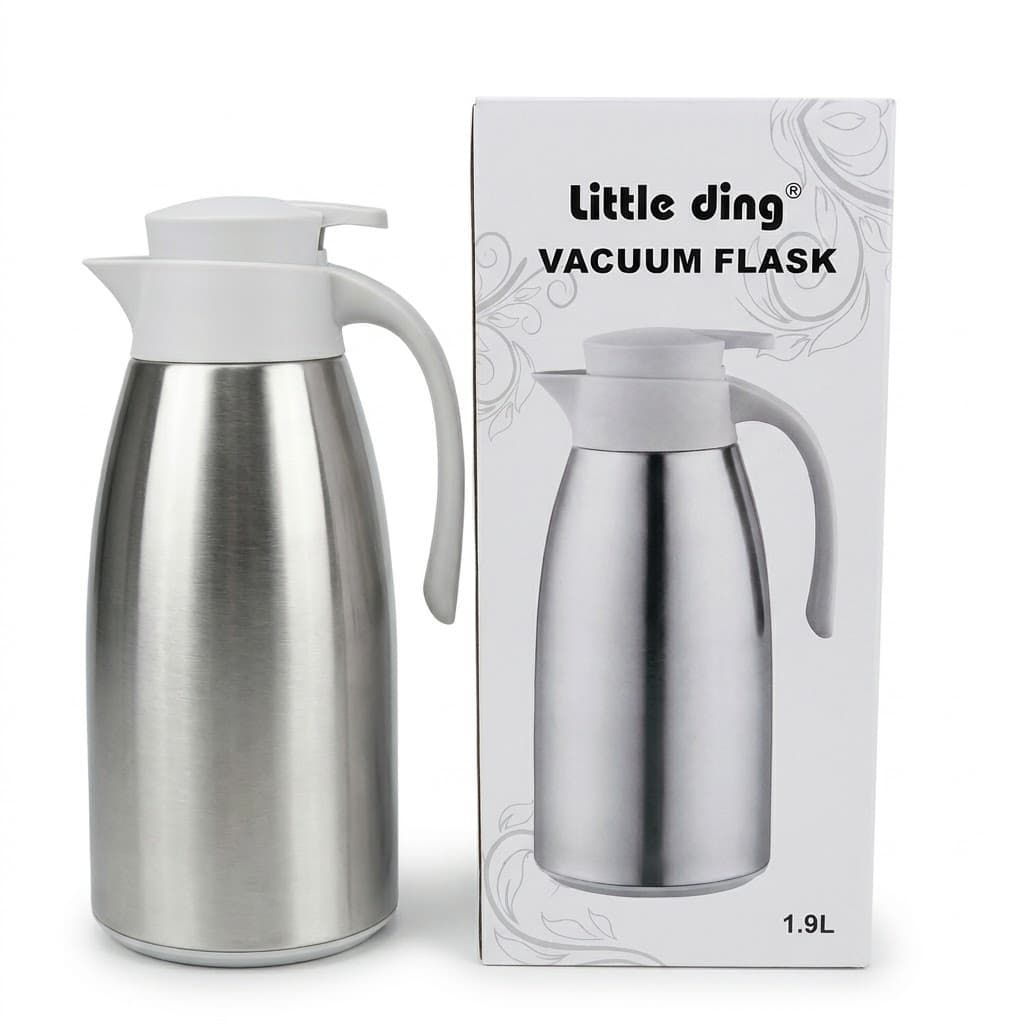 Little Ding Stainless Steel Vacuum Flask 1.9L – Silver & White